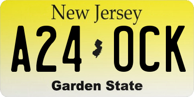 NJ license plate A24OCK