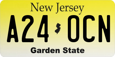 NJ license plate A24OCN