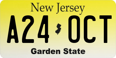 NJ license plate A24OCT