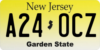 NJ license plate A24OCZ
