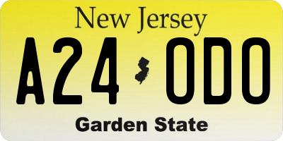NJ license plate A24ODO
