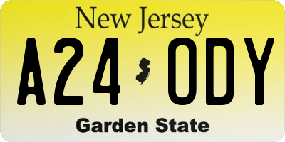 NJ license plate A24ODY