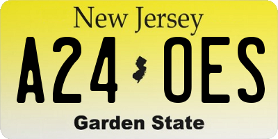 NJ license plate A24OES