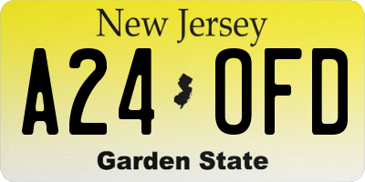 NJ license plate A24OFD