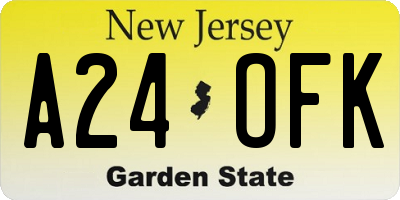 NJ license plate A24OFK