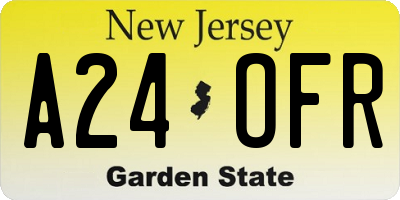 NJ license plate A24OFR