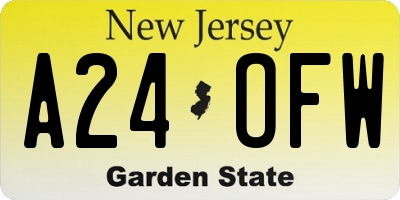 NJ license plate A24OFW