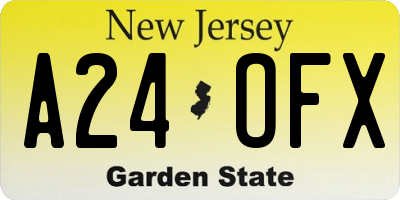NJ license plate A24OFX