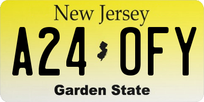 NJ license plate A24OFY