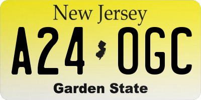 NJ license plate A24OGC