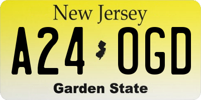 NJ license plate A24OGD