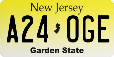 NJ license plate A24OGE
