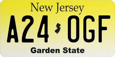 NJ license plate A24OGF