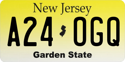 NJ license plate A24OGQ