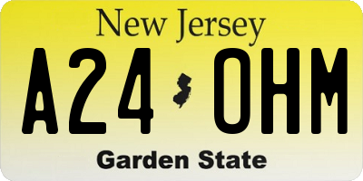 NJ license plate A24OHM