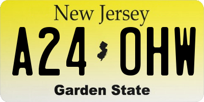 NJ license plate A24OHW