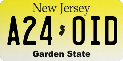 NJ license plate A24OID