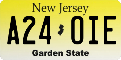 NJ license plate A24OIE