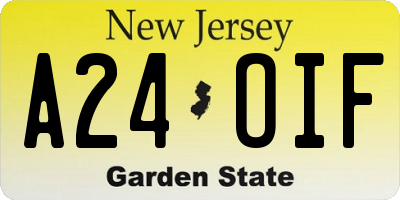 NJ license plate A24OIF
