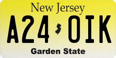 NJ license plate A24OIK