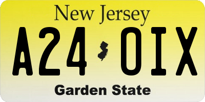 NJ license plate A24OIX