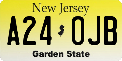 NJ license plate A24OJB