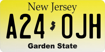 NJ license plate A24OJH