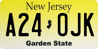 NJ license plate A24OJK