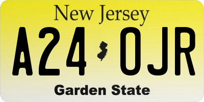 NJ license plate A24OJR