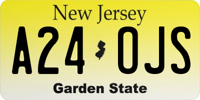 NJ license plate A24OJS