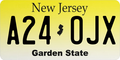 NJ license plate A24OJX