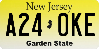 NJ license plate A24OKE