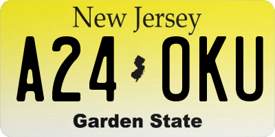 NJ license plate A24OKU