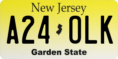 NJ license plate A24OLK