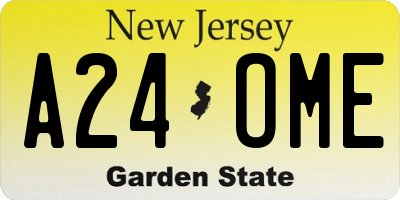 NJ license plate A24OME