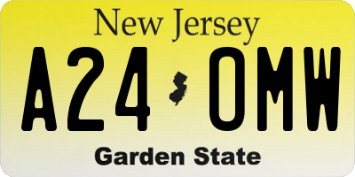 NJ license plate A24OMW
