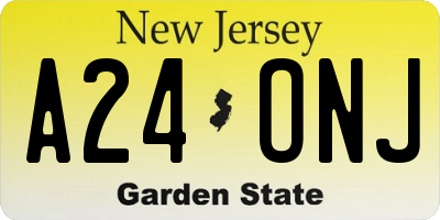 NJ license plate A24ONJ