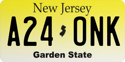 NJ license plate A24ONK
