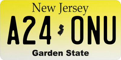 NJ license plate A24ONU