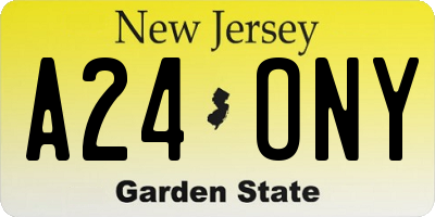 NJ license plate A24ONY
