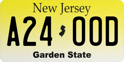 NJ license plate A24OOD