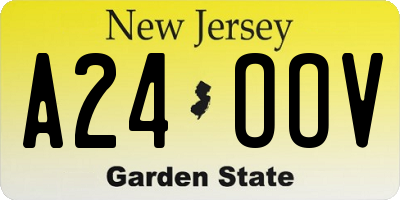 NJ license plate A24OOV