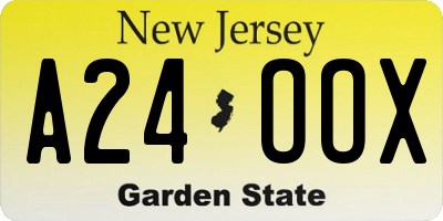 NJ license plate A24OOX