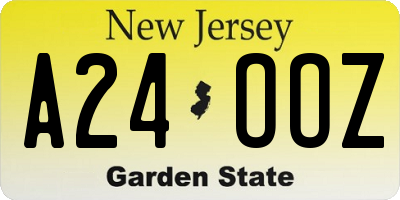 NJ license plate A24OOZ