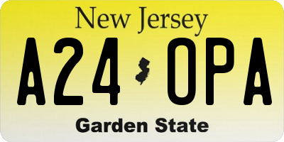 NJ license plate A24OPA