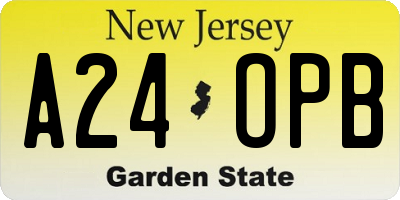 NJ license plate A24OPB