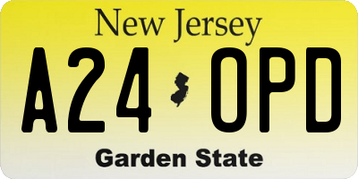 NJ license plate A24OPD