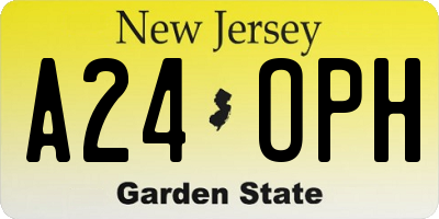 NJ license plate A24OPH