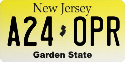 NJ license plate A24OPR