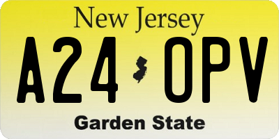 NJ license plate A24OPV